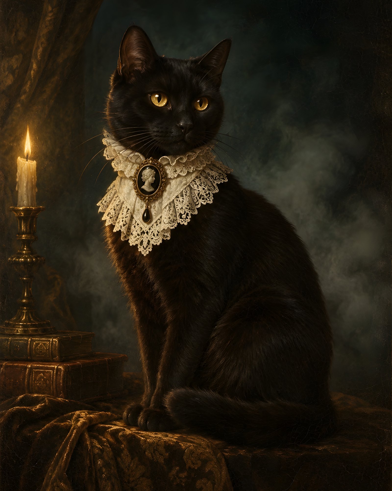 The Familiar — Victorian Black Cat Portrait