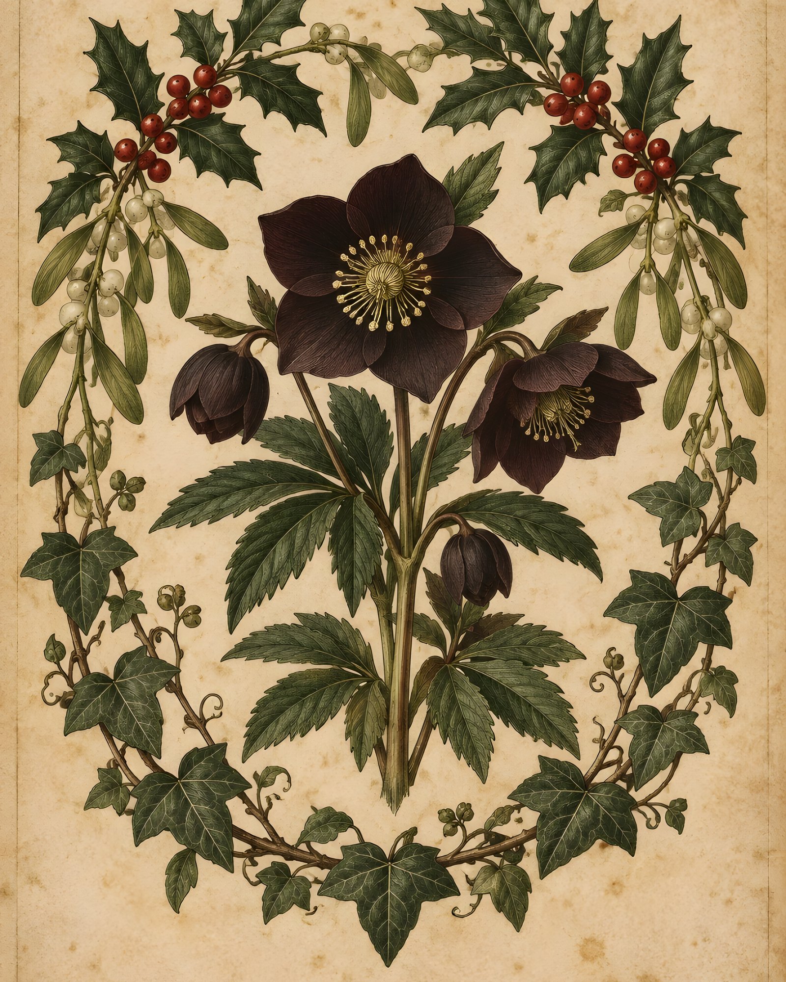 Christmas Rose & Holly — Dark Gothmas Botanical