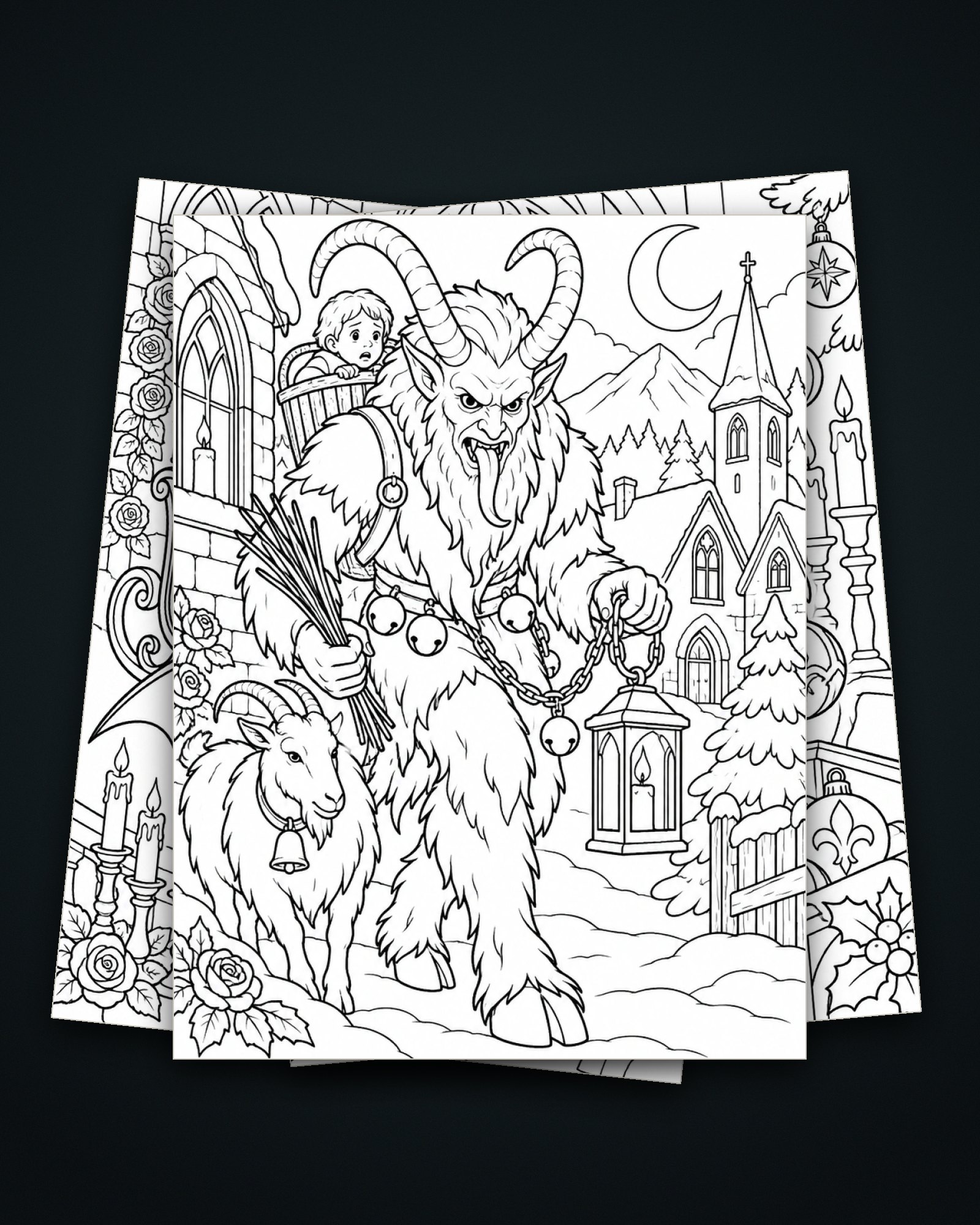 Creepmas — 12 Gothic Christmas Coloring Pages