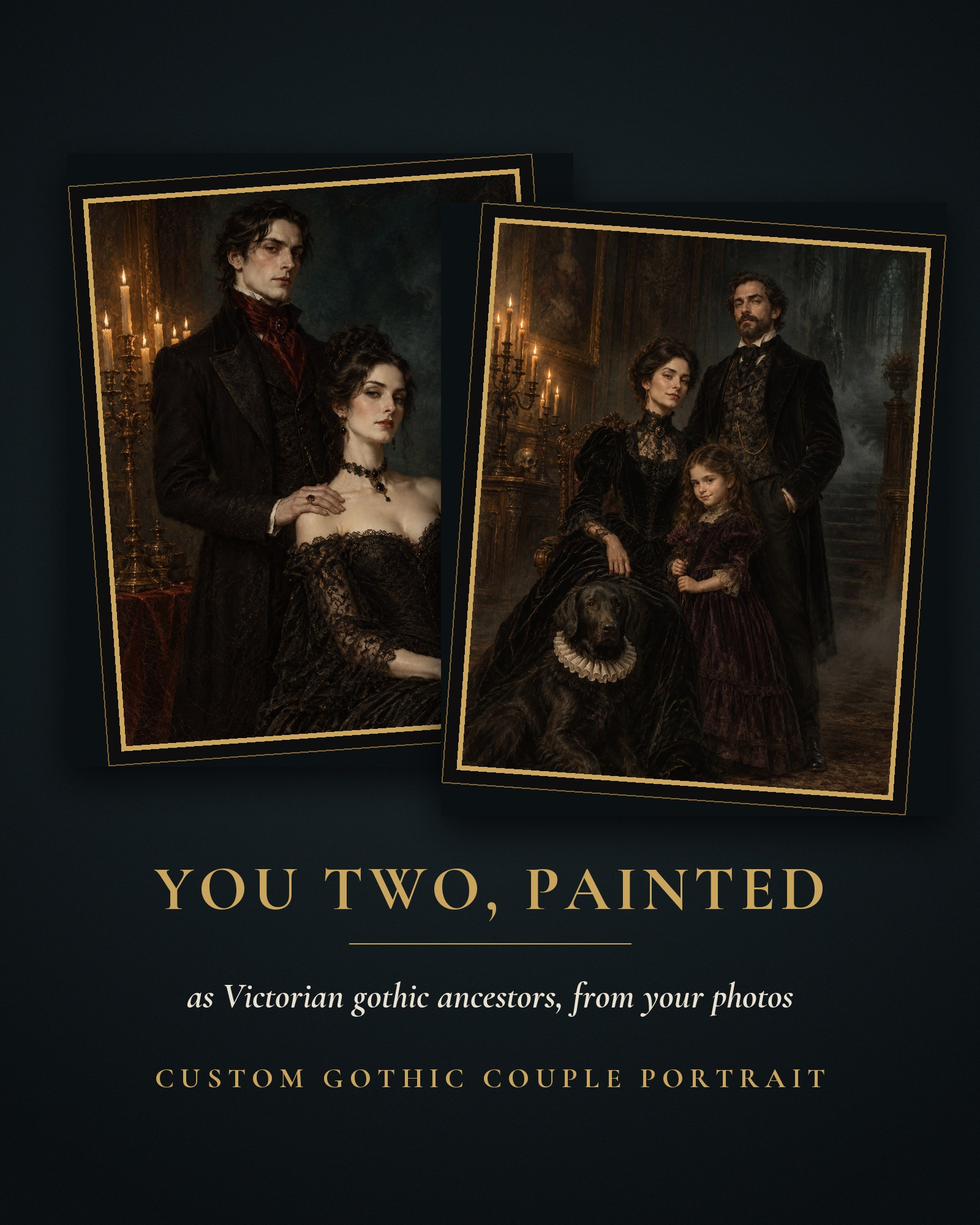 Custom Gothic Couple Portrait — Victorian Vampire Romance