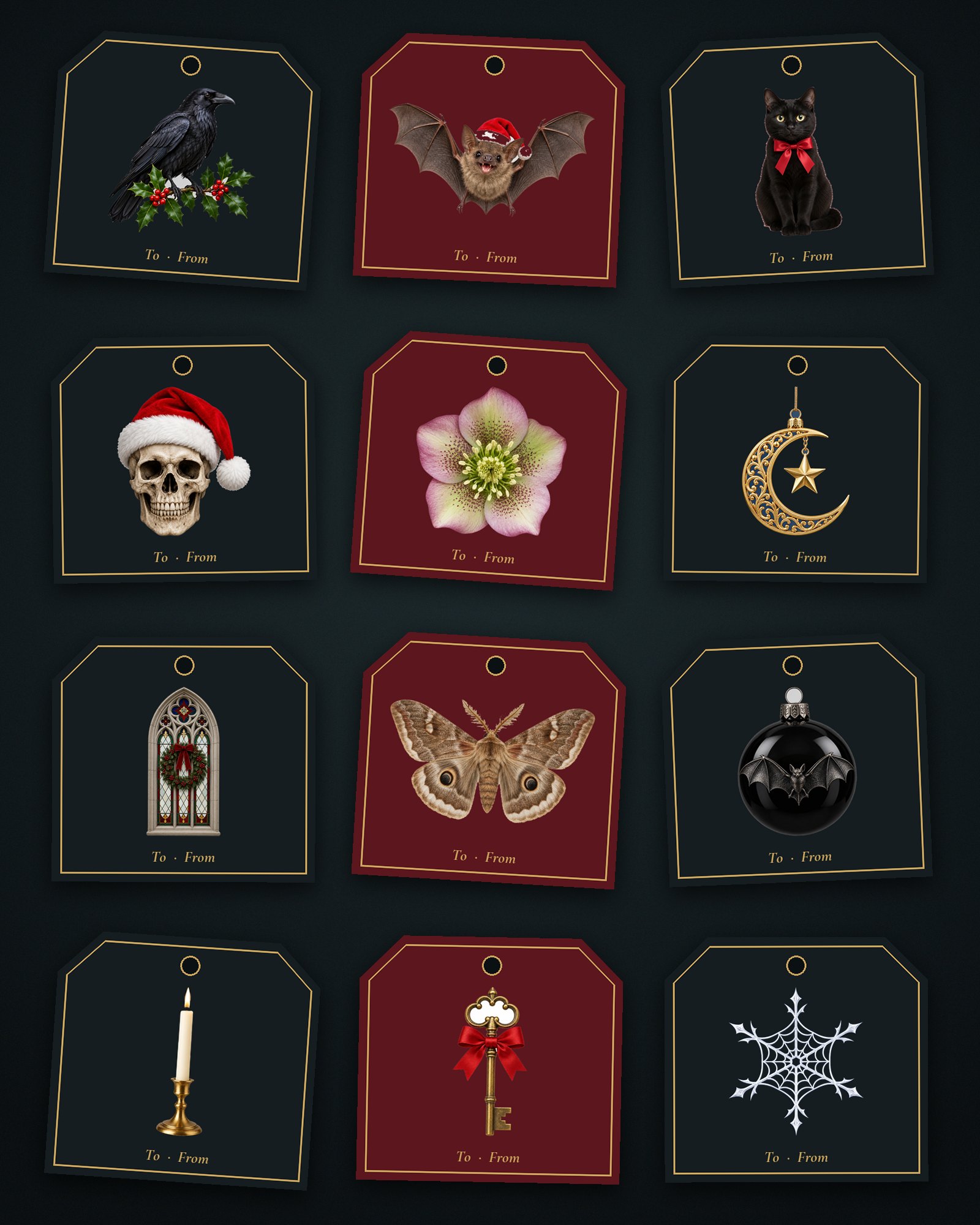Gothmas Gift Tags — 24 Printable Tags
