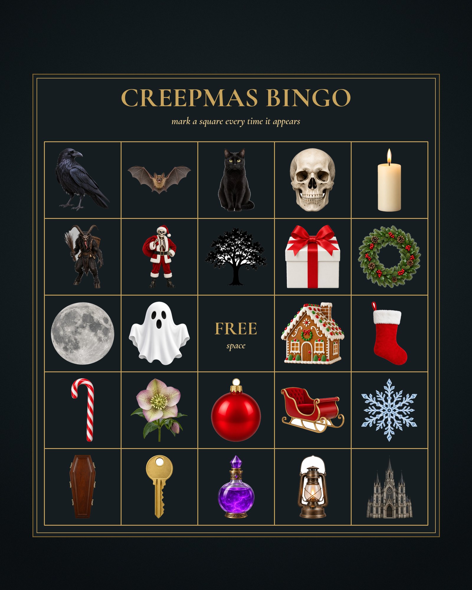 Gothmas Party Pack — Bingo, Invite, Banner & Signs
