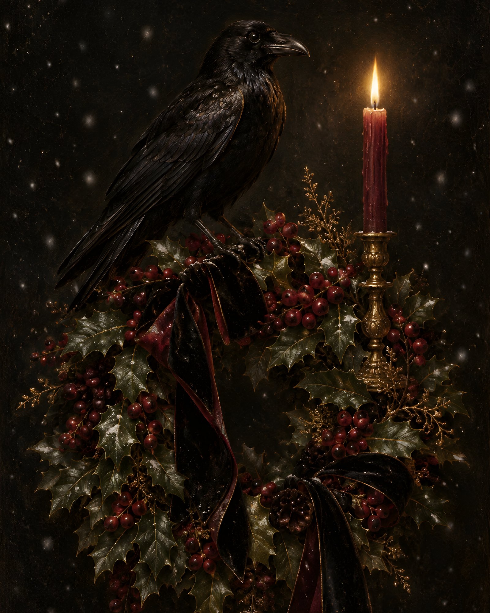 The Gothmas Raven — Raven with Holly Wreath