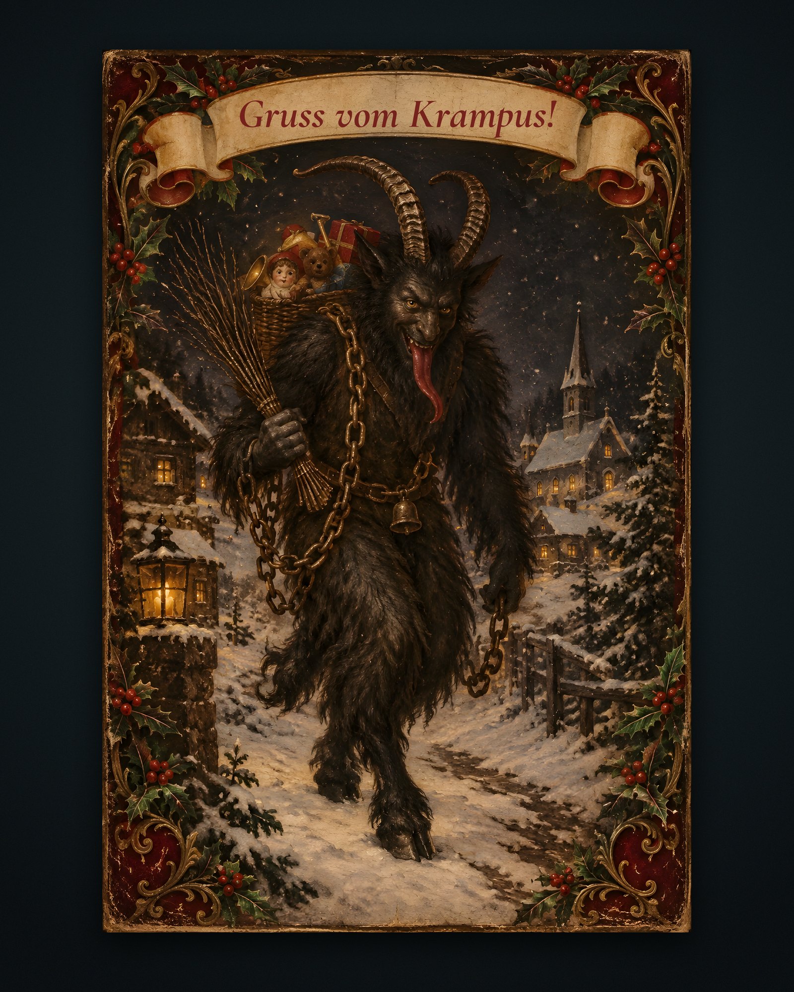 Krampusnacht — Vintage Krampus Postcard Print