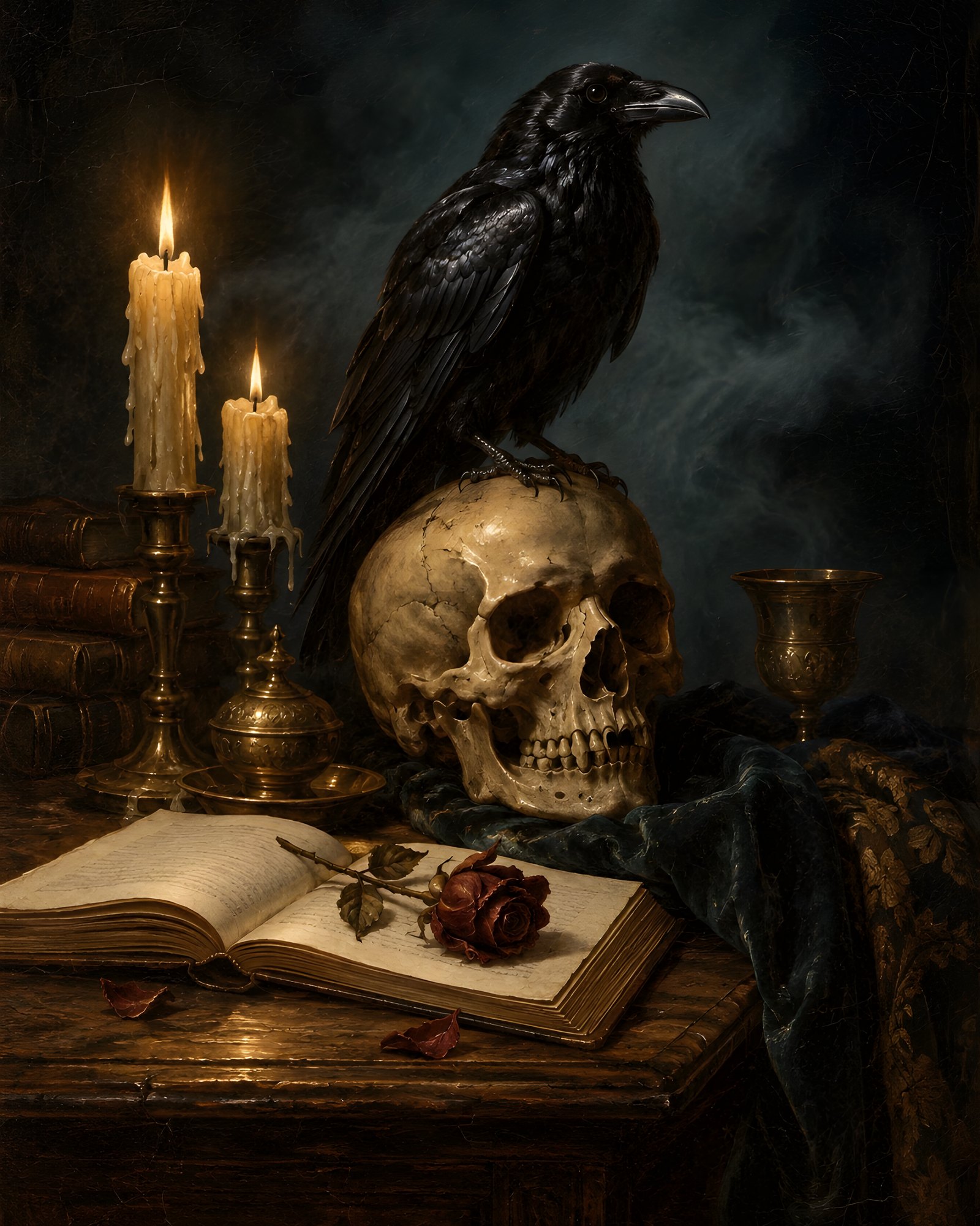 Nevermore — Raven on a Skull