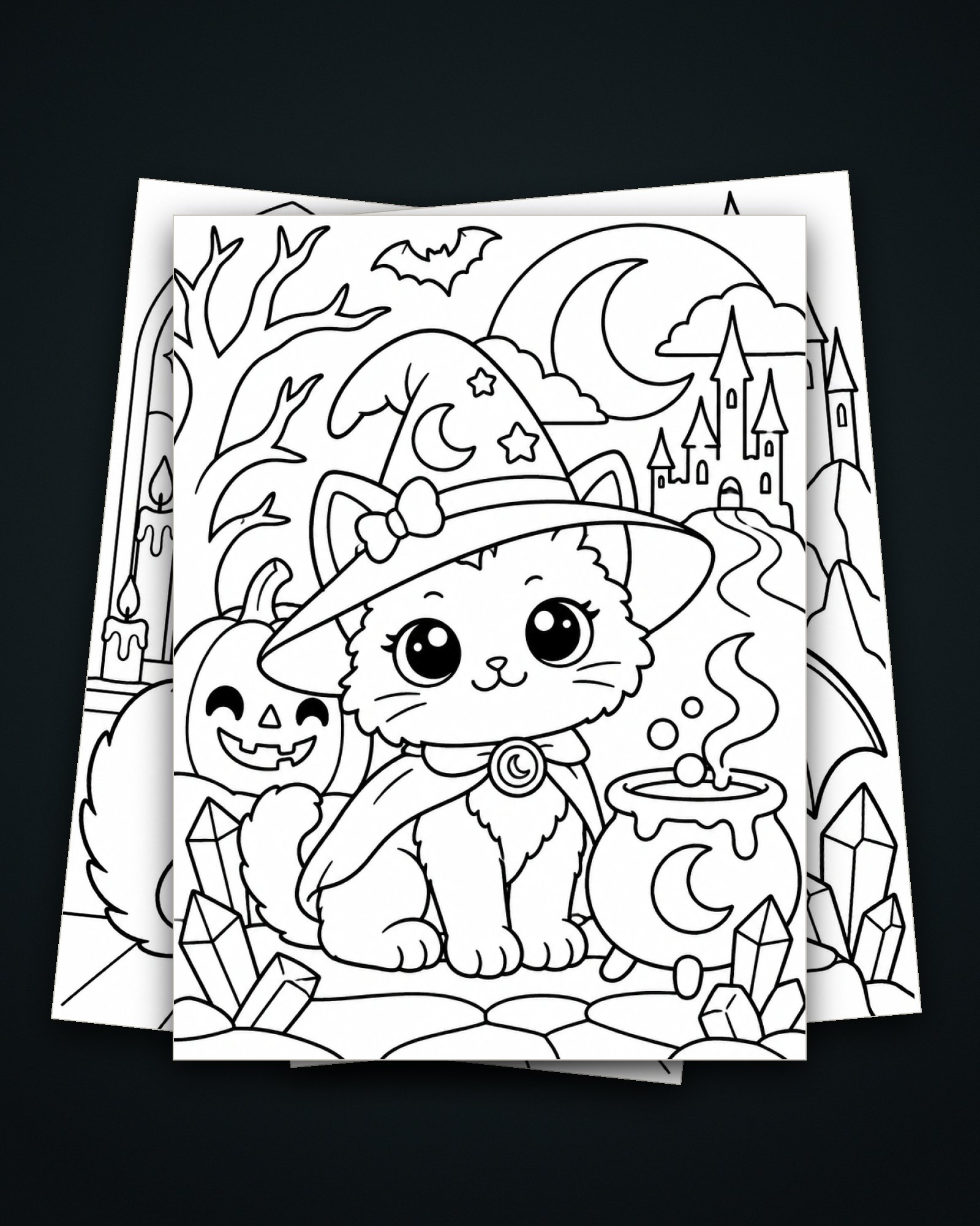Spooky Cute Familiars — 12 Coloring Pages